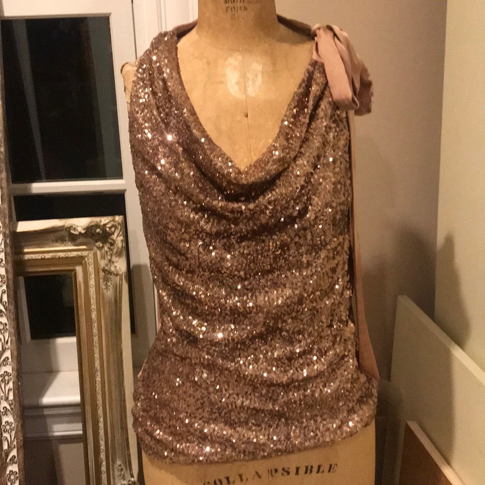 Gold sequence sleeveless top